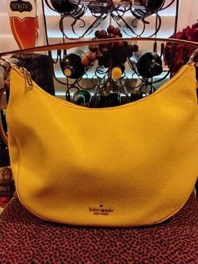 kate spade yellow pebbled leather shoulder bag